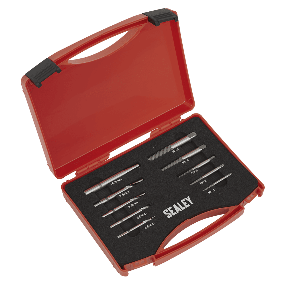 Sealey Step Drill Screw/Bolt Extractor Set 10pc Model No- AK8187