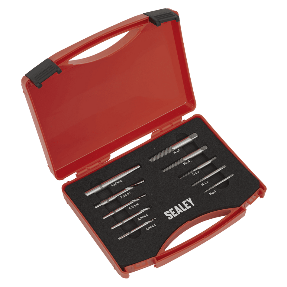 Sealey Step Drill Screw/Bolt Extractor Set 10pc Model No- AK8187