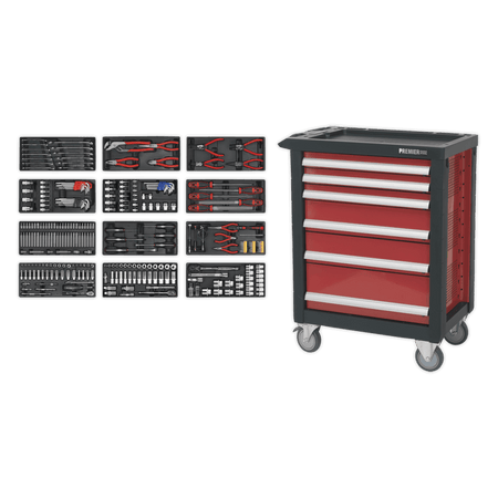 Sealey 6 Drawer Rollcab with Ball Bearing Slides with 298pc Tool Kit Model No- AP2406TBTC01