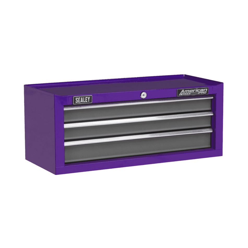 Sealey Mid-Box 3 Drawer with Ball Bearing Slides - Purple/Grey Model No- AP22309BBCP