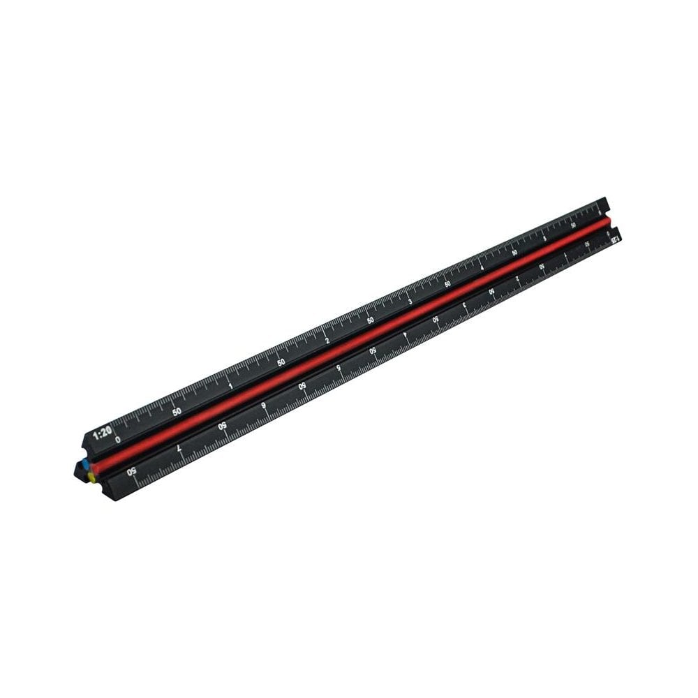 Faithfull Prestige Tri-Scale Engineer Rule Black Aluminium 300mm -No. 78L030