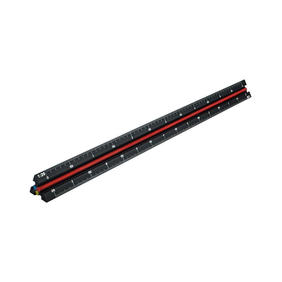 Faithfull Prestige Tri-Scale Engineer Rule Black Aluminium 300mm -No. 78L030