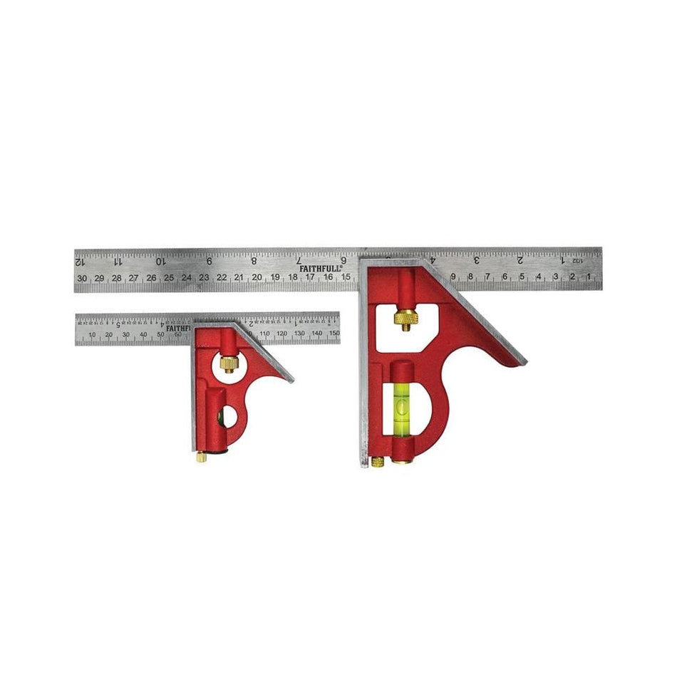 Faithfull Combination Square Twin Pack 150mm & 300mm -No.