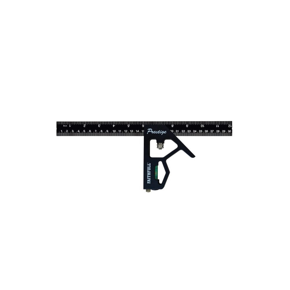Faithfull Prestige Combination Square Black Aluminium 300mm (12in) -No. 717L12