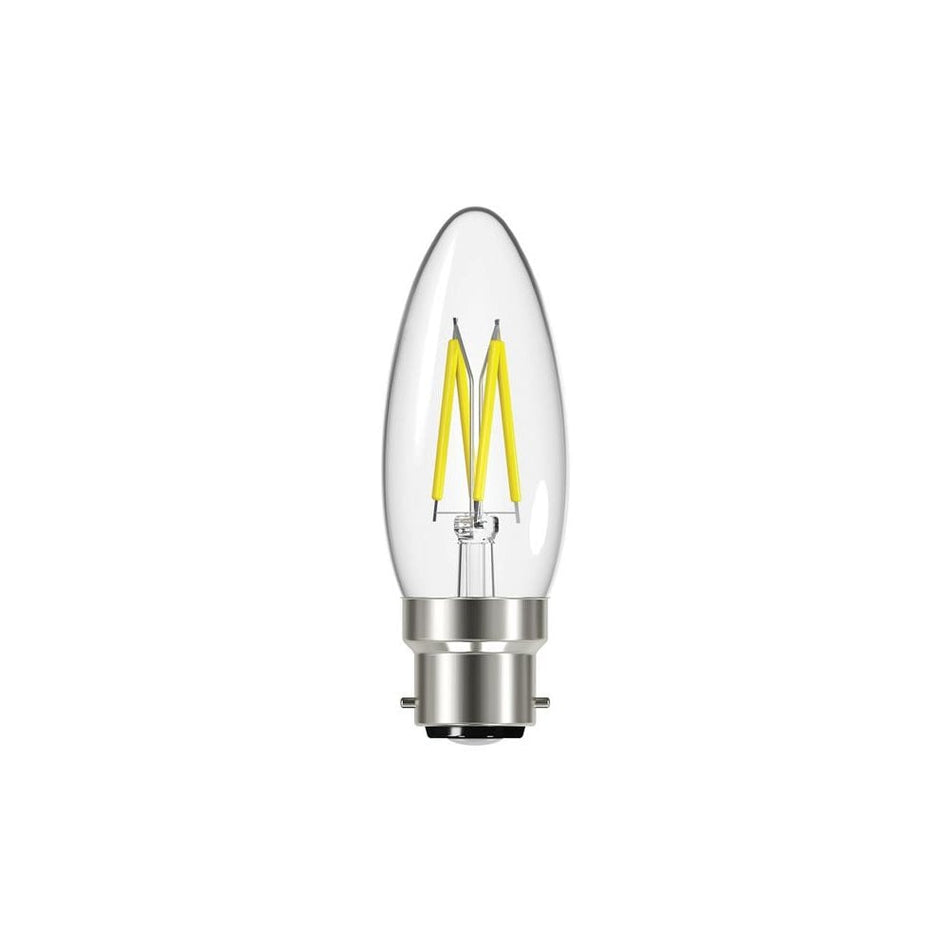 EnergizerÂ¸ LED BC (B22) Candle Filament Dimmable Bulb, Warm White 470 lm 5W -No. S12855