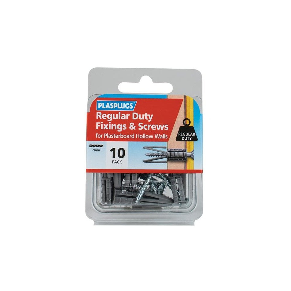 Plasplugs Regular-Duty Fixings & Screws (Pack 10) -No. HWRS010