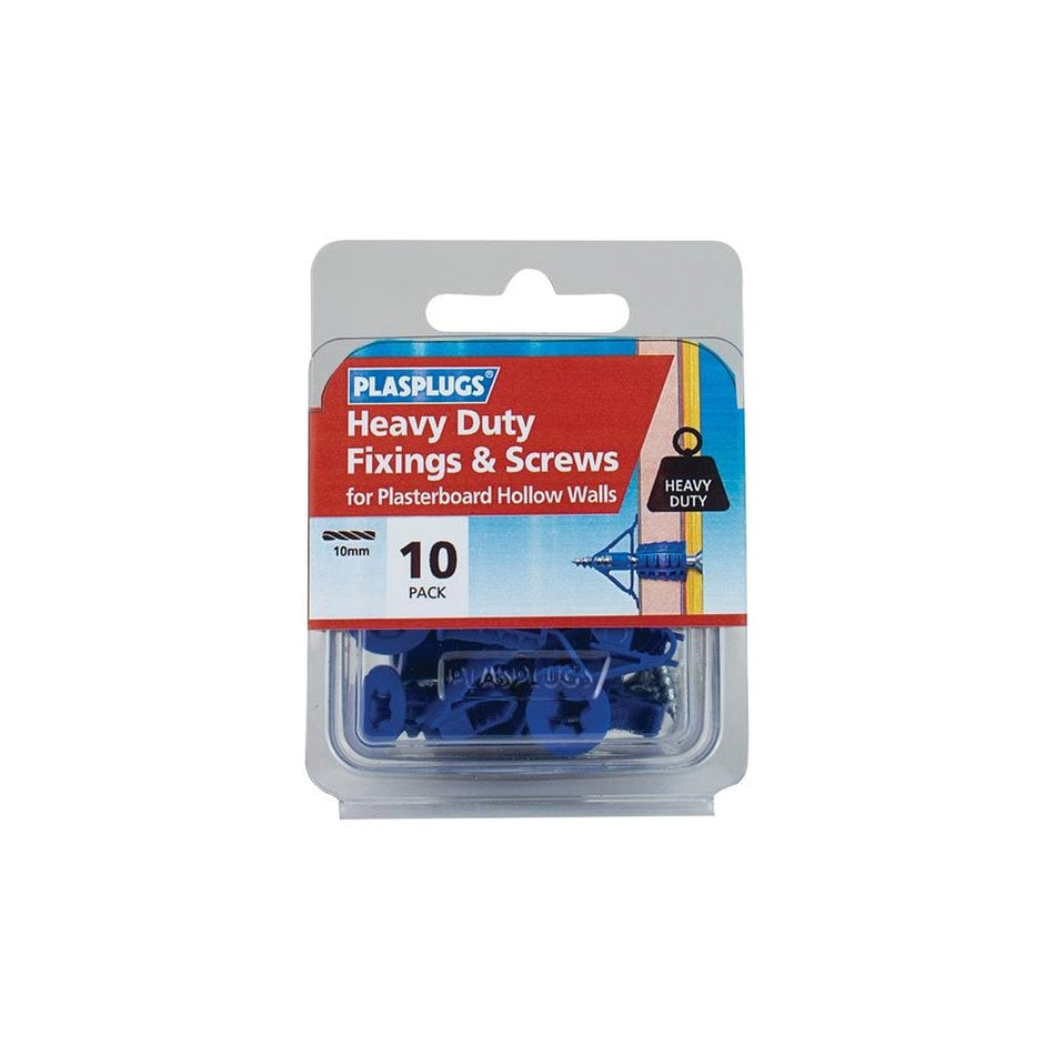 Plasplugs Heavy-Duty Fixings & Screws (Pack 10) -No. HWHS010