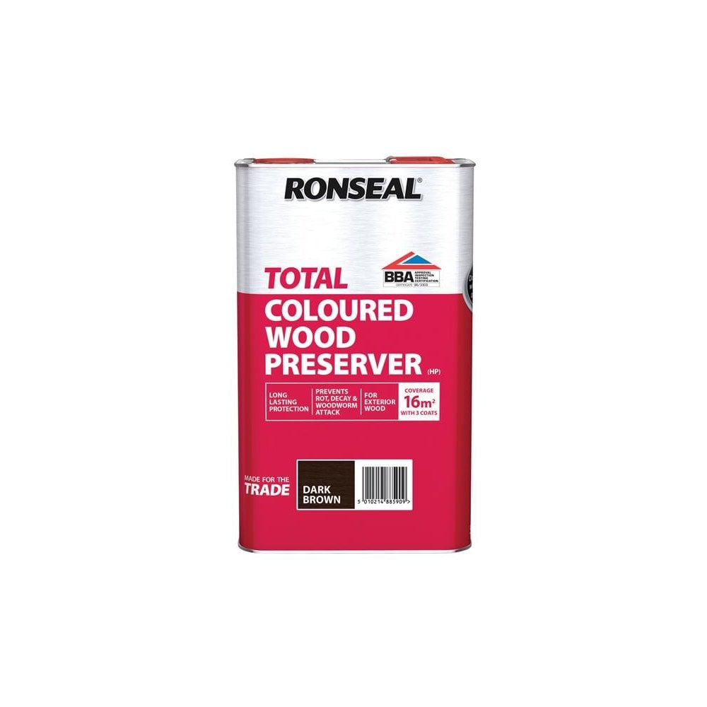 Ronseal Trade Total Wood Preserver Dark Brown 5 litre -No. 38590
