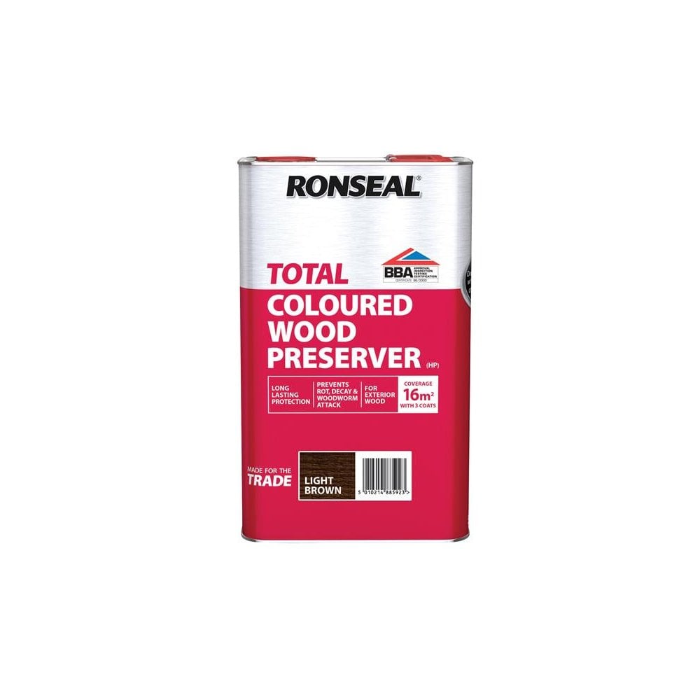 Ronseal Trade Total Wood Preserver Light Brown 5 litre -No. 38592