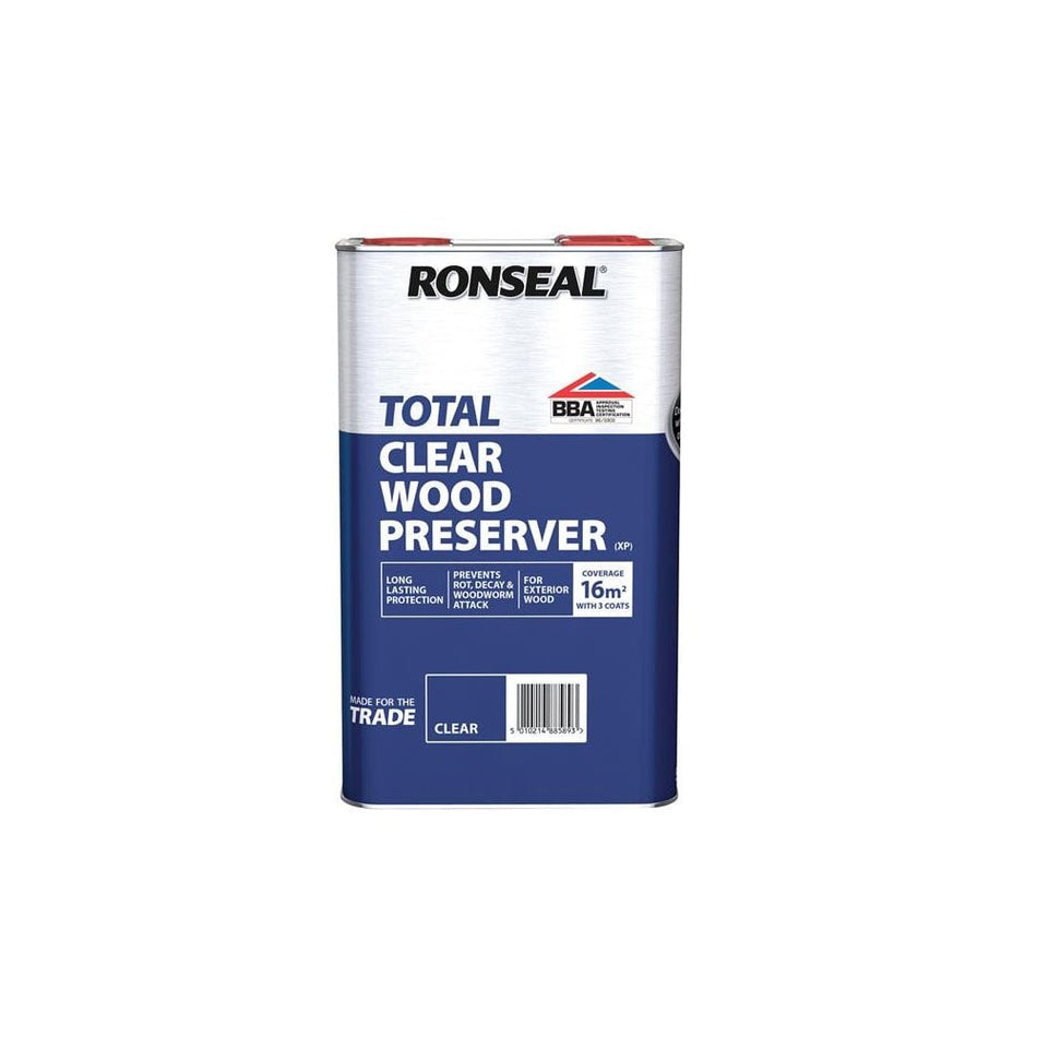 Ronseal Trade Total Wood Preserver Clear 5 litre -No. 38589