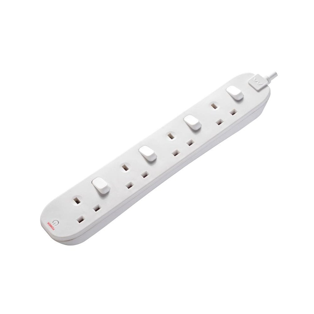 Masterplug Switched Extension Lead 4-Gang 13A White 2m -No. SWC4210N-MP