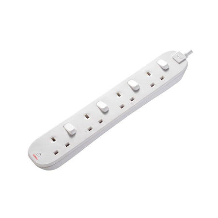 Masterplug Switched Extension Lead 4-Gang 13A White 2m -No. SWC4210N-MP