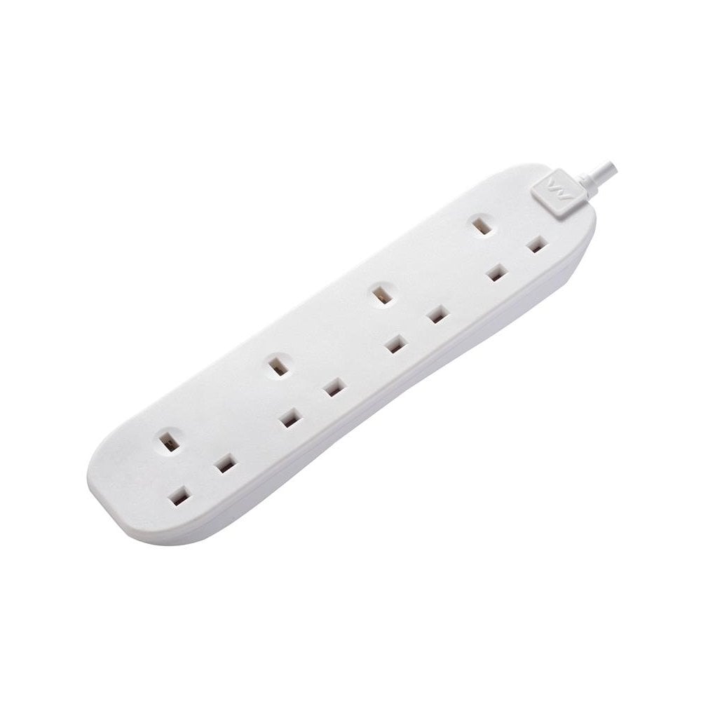Masterplug Extension Lead 4-Gang 13A White 2m -No. BFG210N-MP