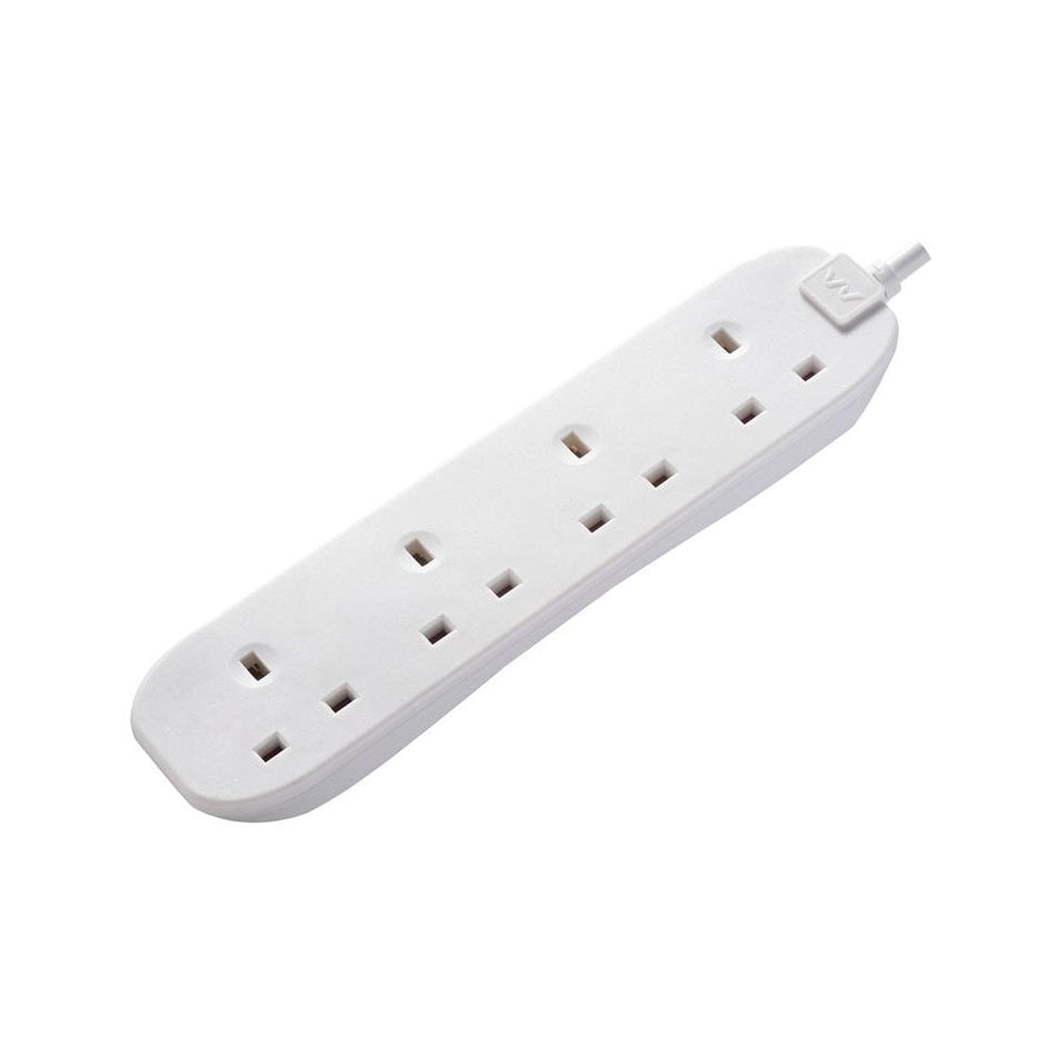 Masterplug Extension Lead 4-Gang 13A White 2m -No. BFG210N-MP