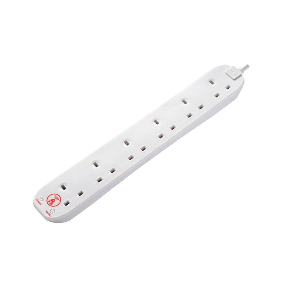 Masterplug Surge Protected Extension Lead 6-Gang 13A White 2m -No. SRG6210N-MP