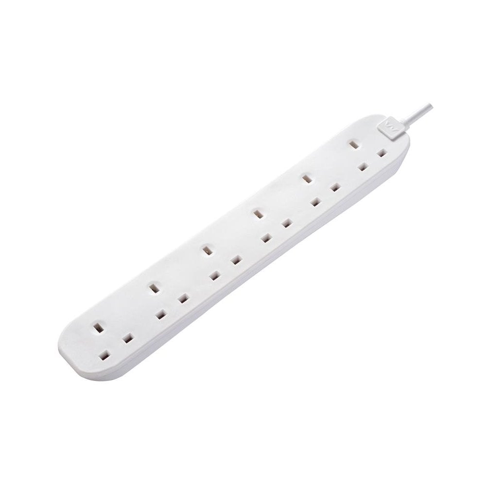 Masterplug Extension Lead 6-Gang 13A White 2m -No. BSG210N-MP
