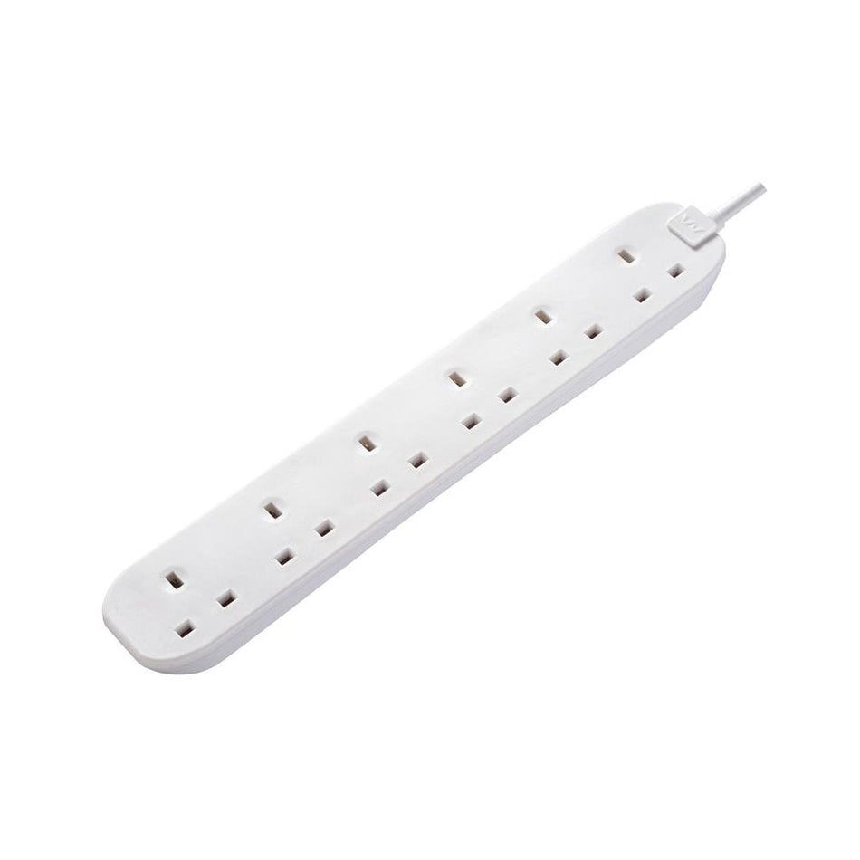 Masterplug Extension Lead 6-Gang 13A White 2m -No. BSG210N-MP
