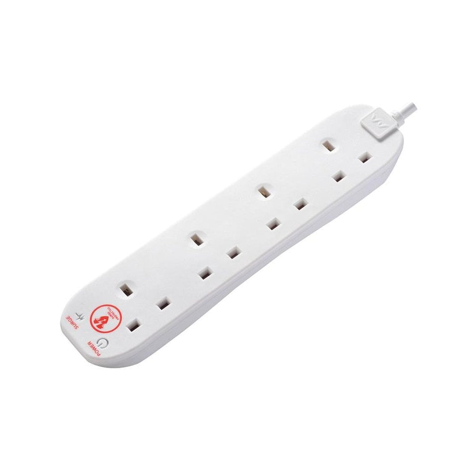 Masterplug Surge Protected Extension Lead 4-Gang 13A White 2m -No. SRG4210N-MP