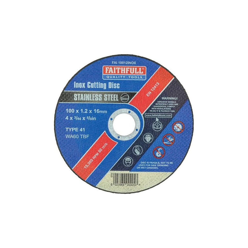 Faithfull Inox Cutting Disc 100 x 1.2 x 16mm -No.