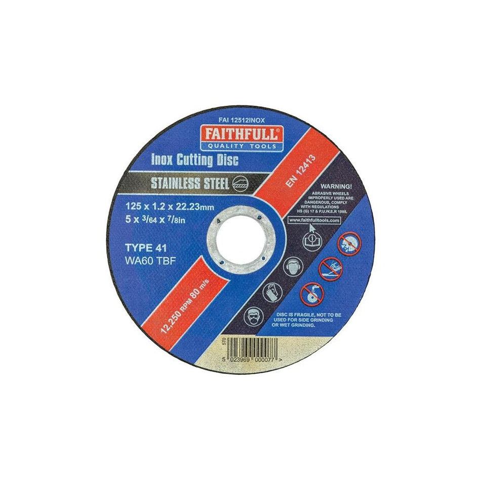 Faithfull Inox Cutting Disc 125 x 1.2 x 22.23mm -No.