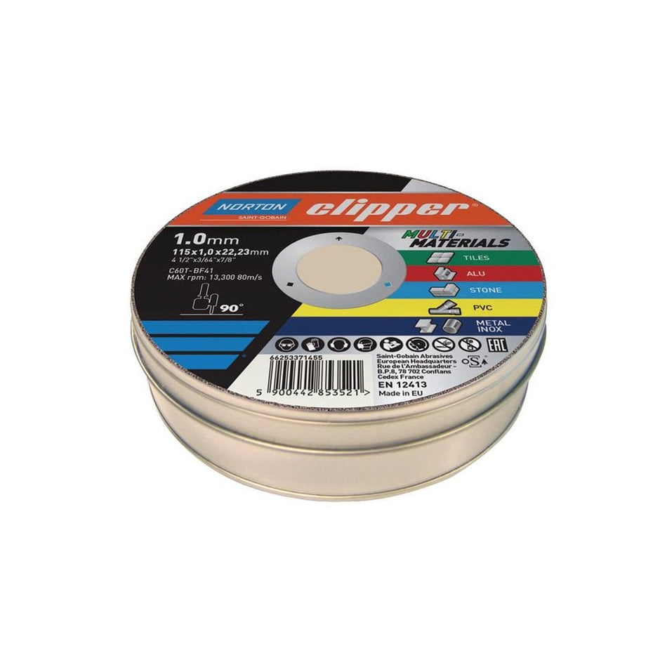 Flexovit ClipperÂ¸ Multi-Materials Cutting Discs 115 x 22.23mm (Pack 10) -No. 66252839907