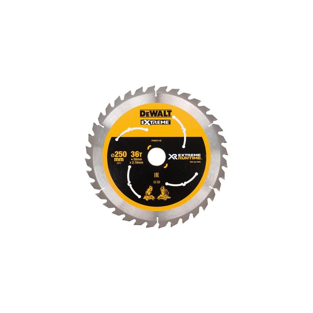 DEWALT Extreme Runtime FlexVolt Mitre Saw Blade 250 x 30mm x 36T -No. DT99572-QZ