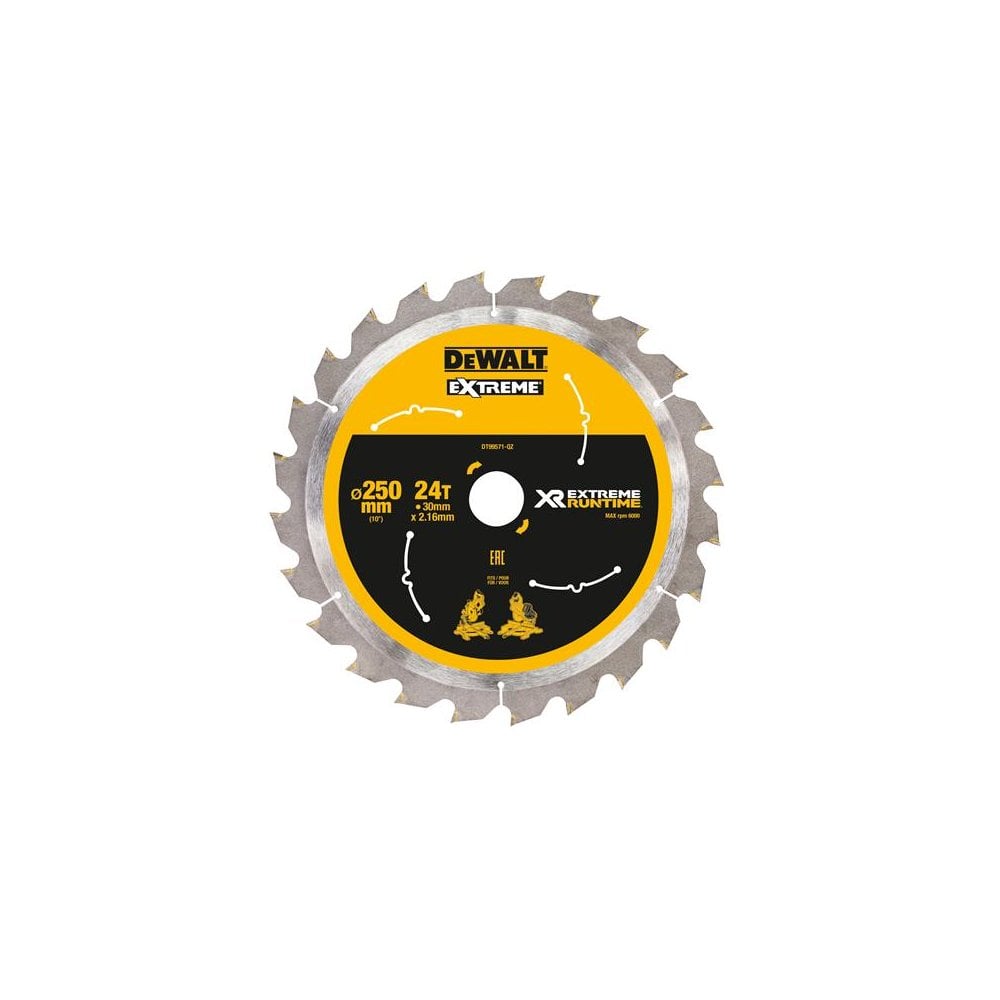 DEWALT Extreme Runtime FlexVolt Mitre Saw Blade 250 x 30mm x 24T -No. DT99571-QZ