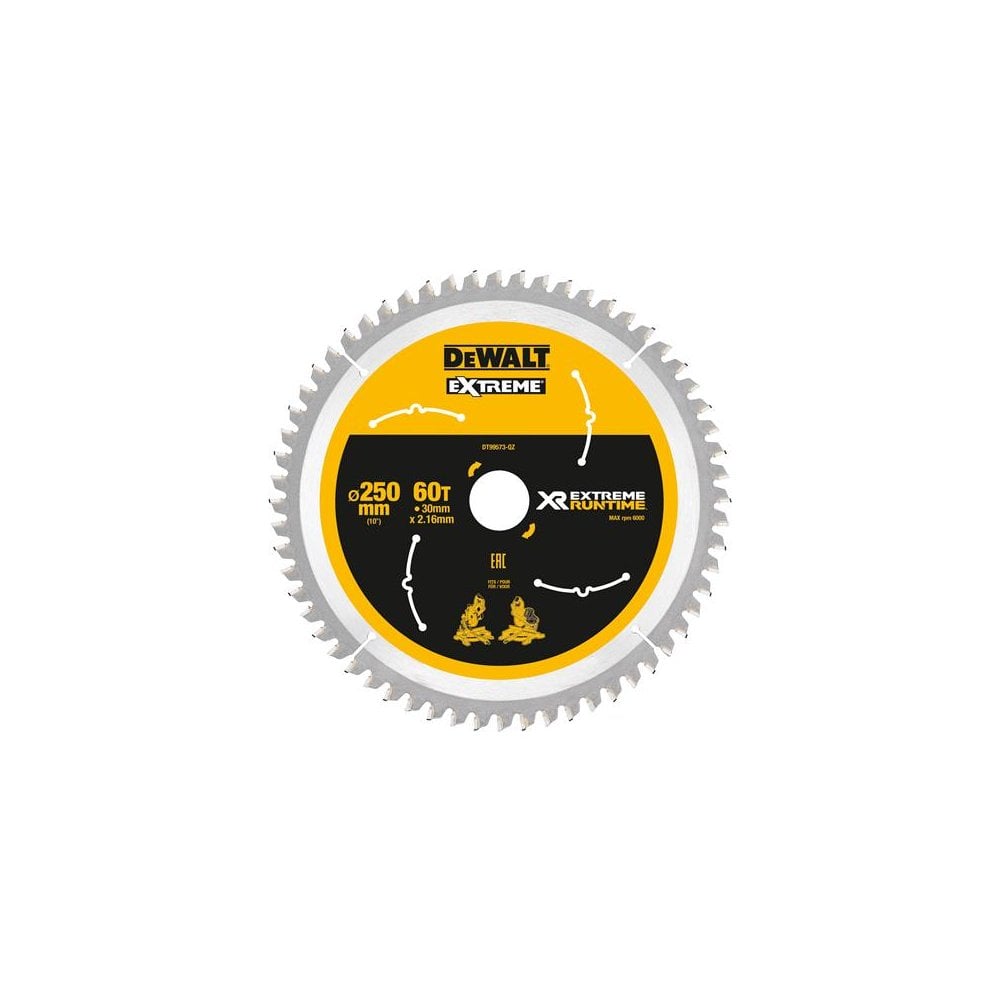 DEWALT Extreme Runtime FlexVolt Mitre Saw Blade 250 x 30mm x 60T -No. DT99573-QZ
