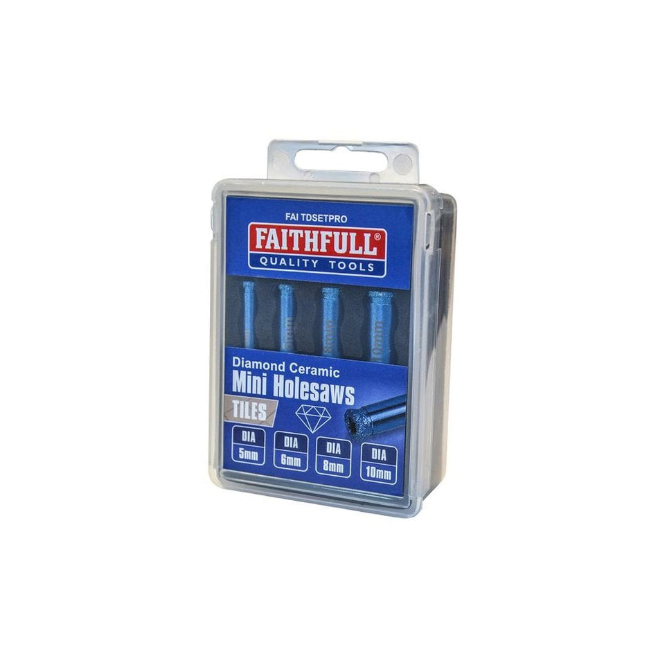 Faithfull Diamond Ceramic Mini Holesaw Set, 4 Piece -No.
