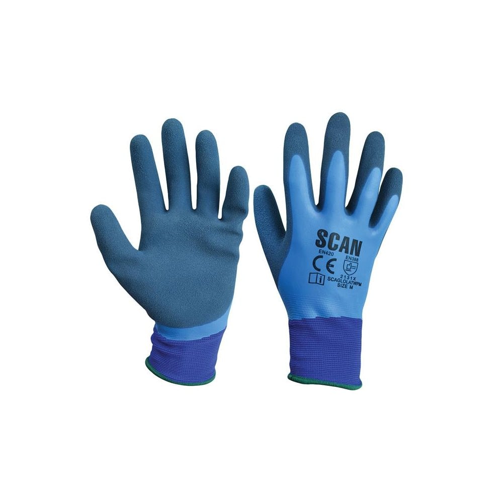Scan Waterproof Latex Gloves - Medium (Size 8) -No.