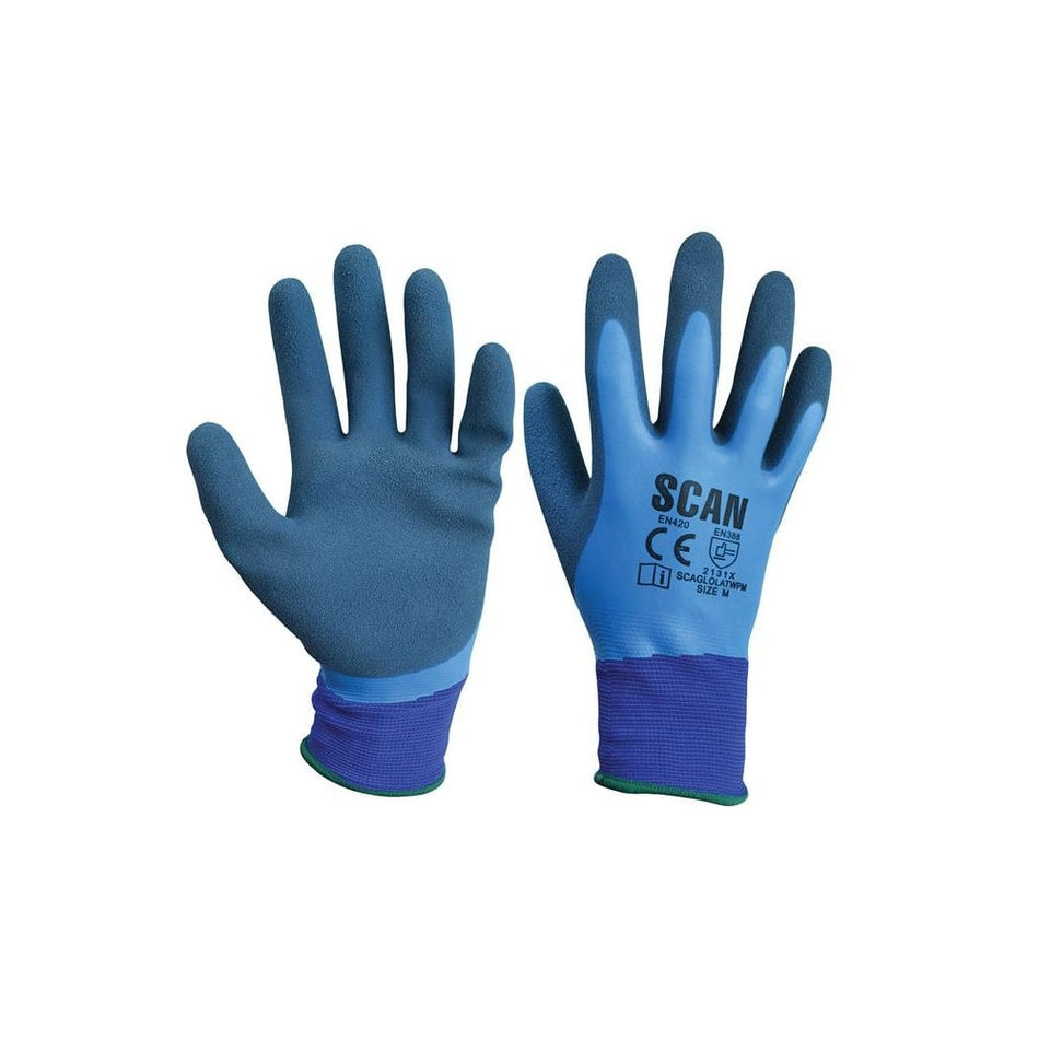 Scan Waterproof Latex Gloves - Medium (Size 8) -No.