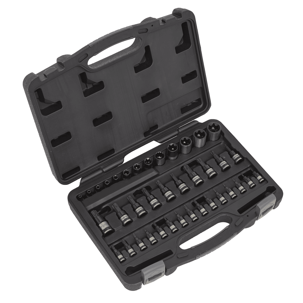 Sealey TRX-Star* Socket & Security Socket Bit Set 38pc 1/4", 3/8" & 1/2"Sq Drive Model No-AK6197B