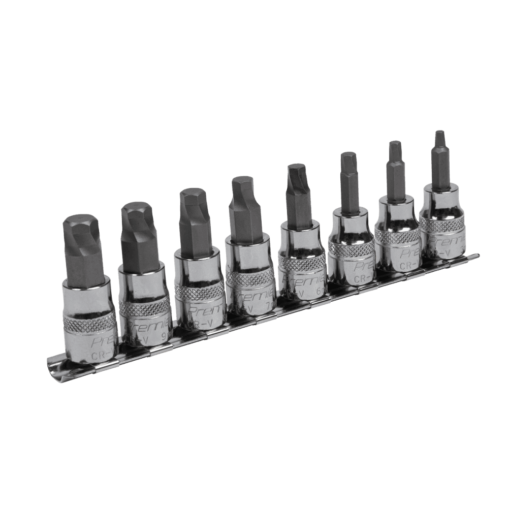 Sealey Premier Lock-On™ Hex Socket Bit Set 3/8"Sq Drive 8pc Model No-AK65601