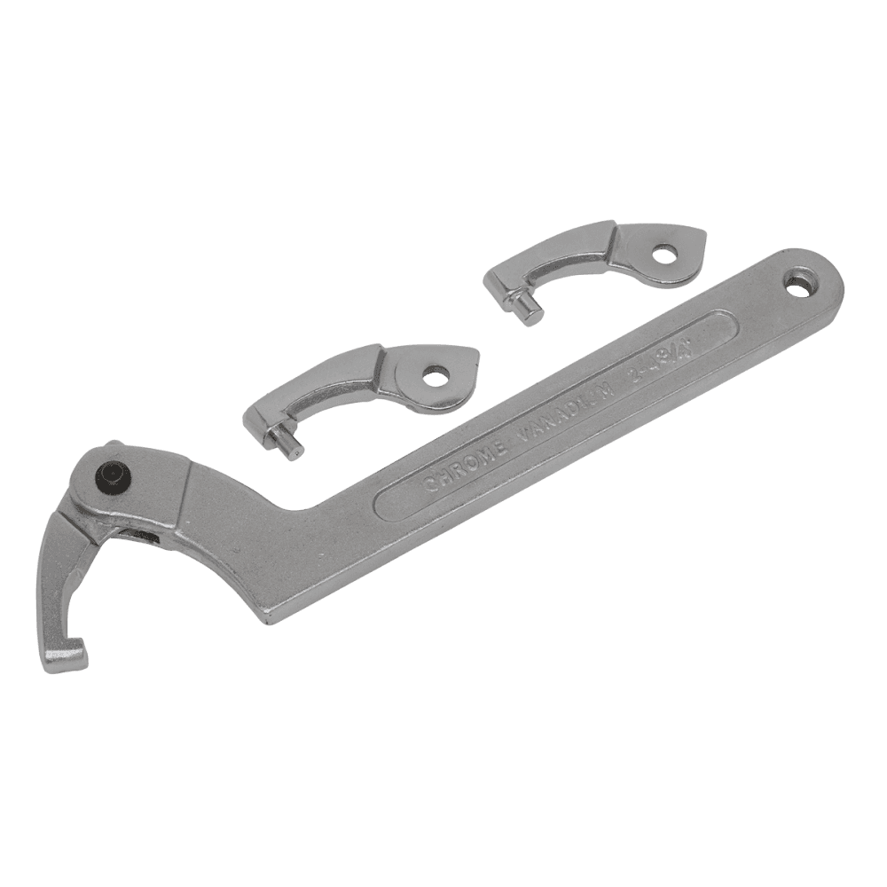 Sealey Adjustable C-Spanner Hook & Pin Wrench Set 51-121mm 4pc Model No-SMC2L