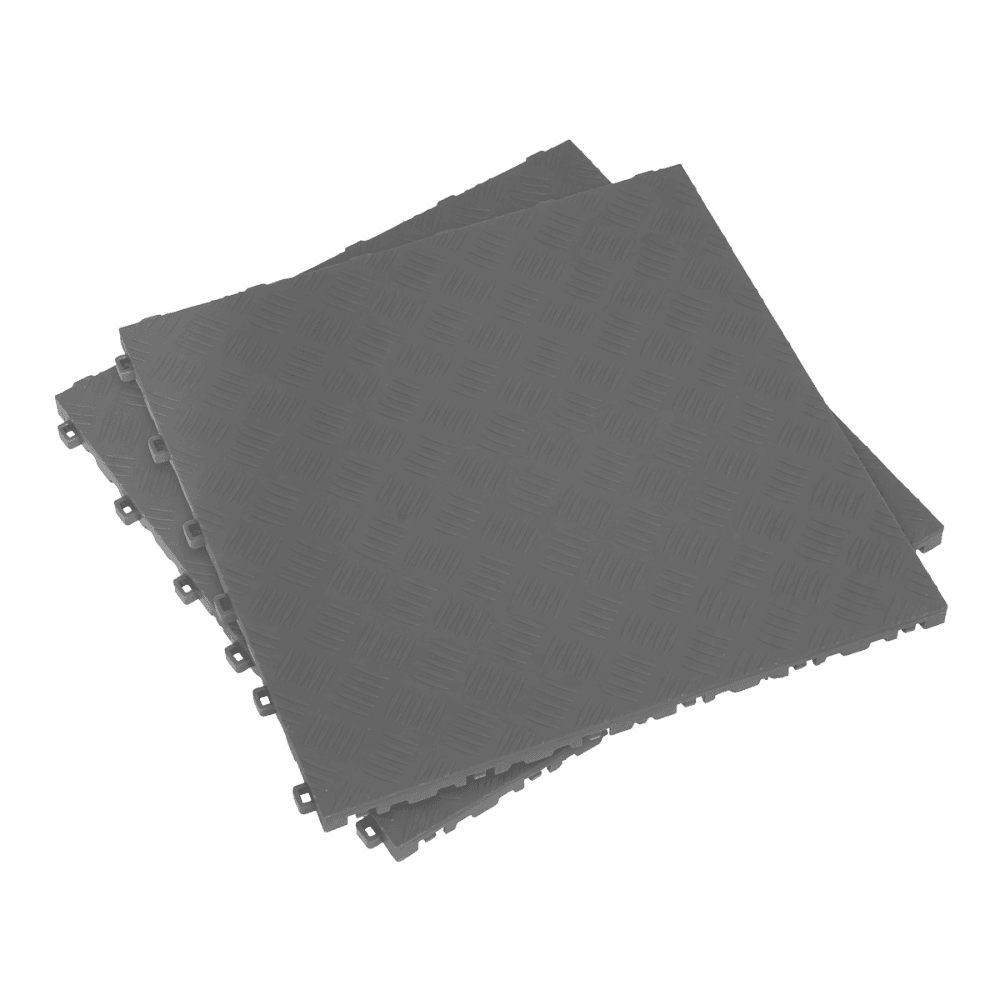 Sealey Polypropylene Floor Tile 400 x 400mm - Grey Treadplate - Pack of 9 Model No-FT3G