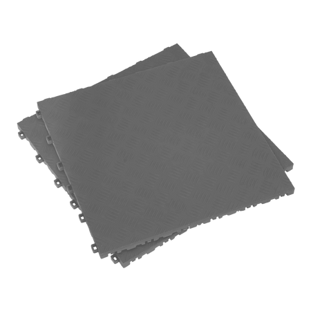Sealey Polypropylene Floor Tile 400 x 400mm - Grey Treadplate - Pack of 9 Model No-FT3G