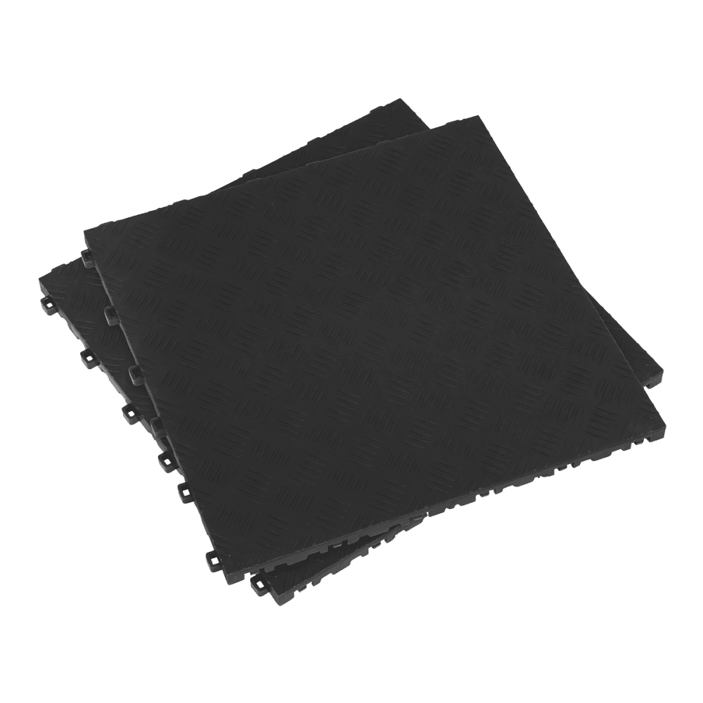 Sealey Polypropylene Floor Tile 400 x 400mm - Black Treadplate - Pack of 9 Model No-FT3B
