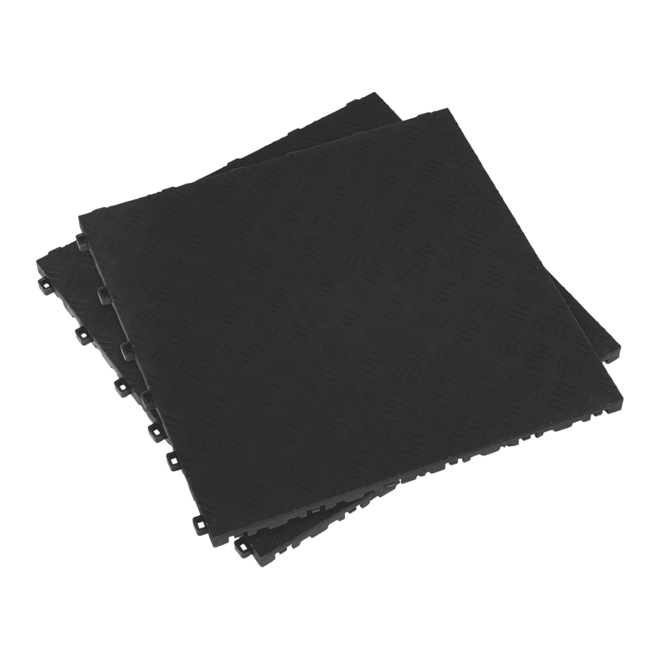 Sealey Polypropylene Floor Tile 400 x 400mm - Black Treadplate - Pack of 9 Model No-FT3B