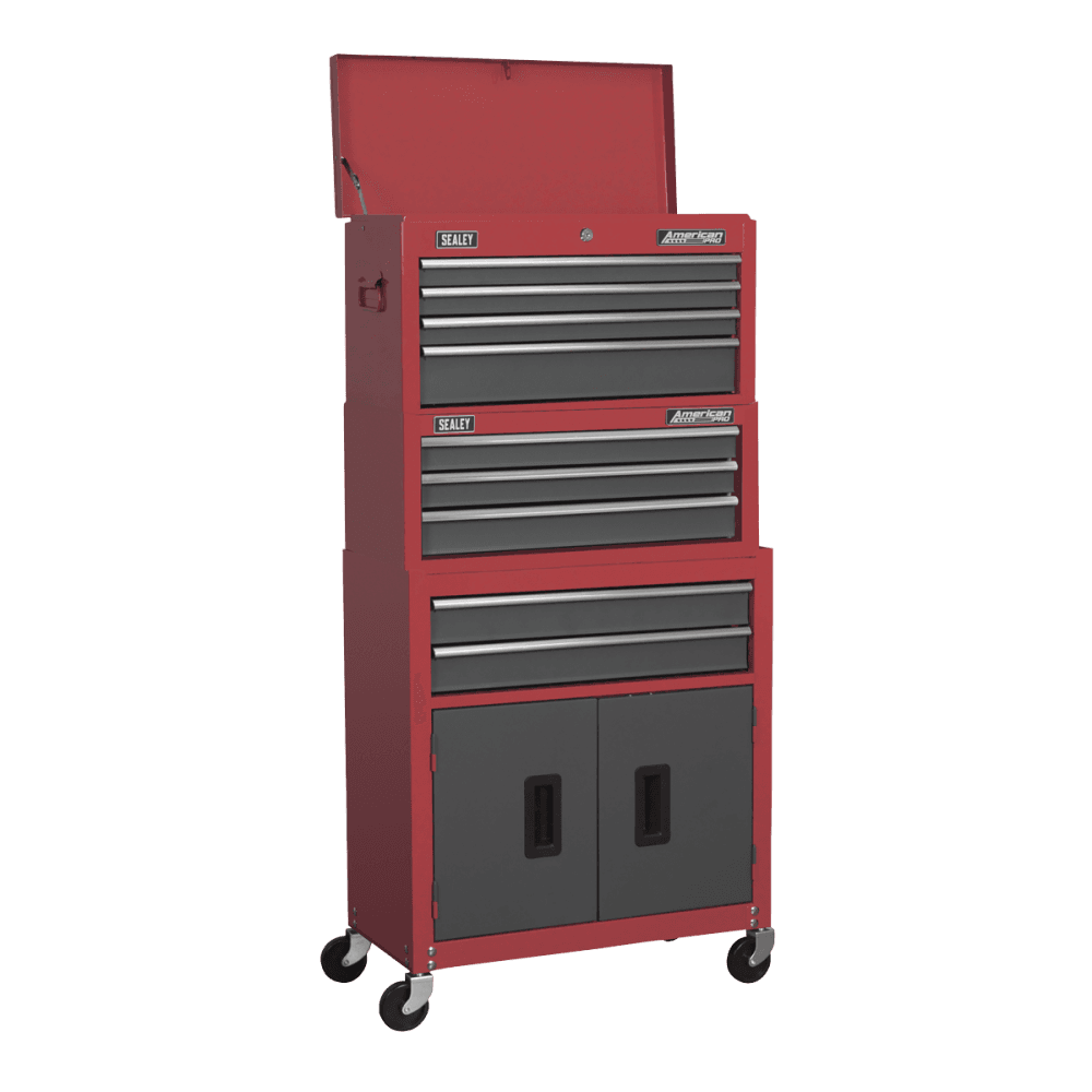 Sealey Topchest, Mid-Box & Rollcab 9 Drawer Stack - Red Model No-AP2200BBSTACK