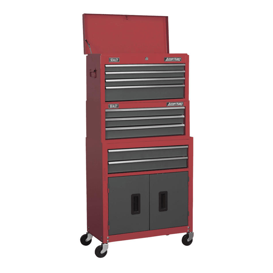 Sealey Topchest, Mid-Box & Rollcab 9 Drawer Stack - Red Model No-AP2200BBSTACK