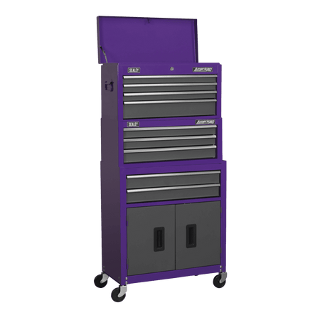 Sealey Topchest, Mid-Box & Rollcab 9 Drawer Stack - Purple Model No-AP2200BBCPSTACK