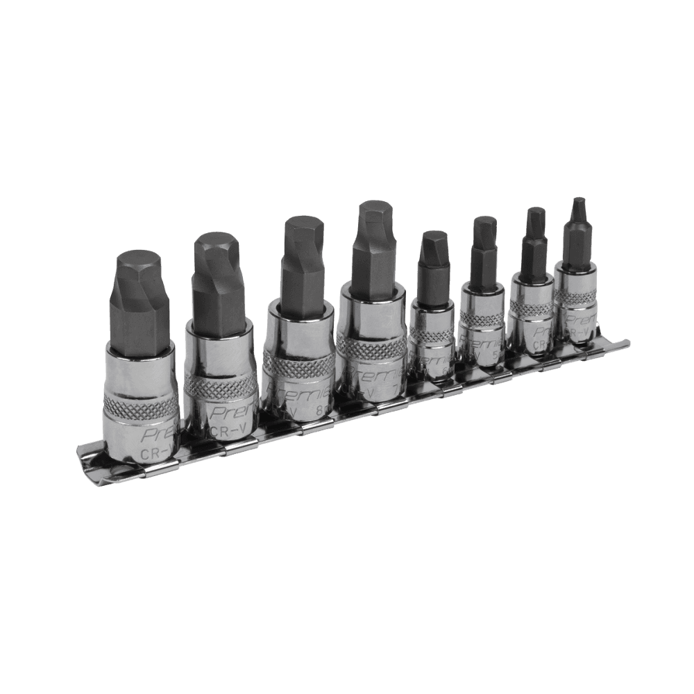 Sealey Premier Lock-On™ Hex Socket Bit Set 1/4" & 3/8"Sq Drive 8pc Model No-AK65600