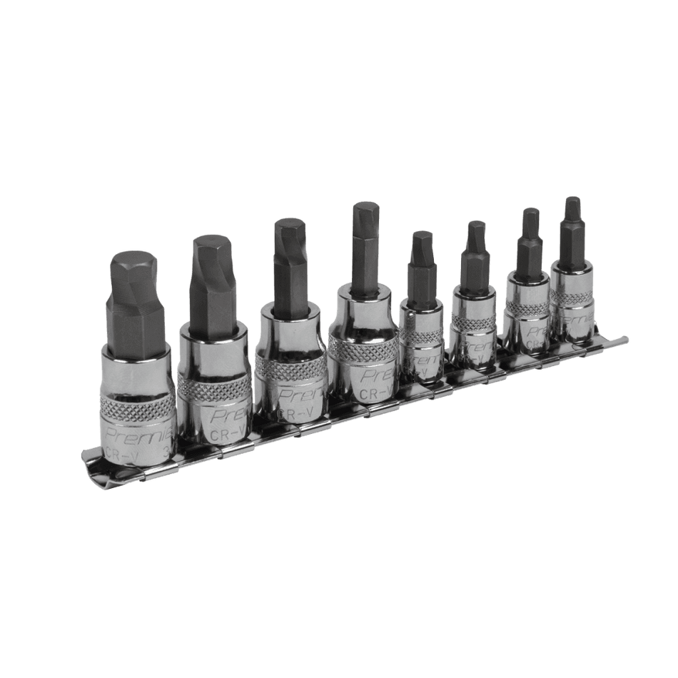 Sealey Hex Socket Bit Set Lock-OnÂƒ?Â½ 8pc 1/4" & 3/8"Sq Drive Imperial Model No-AK65602