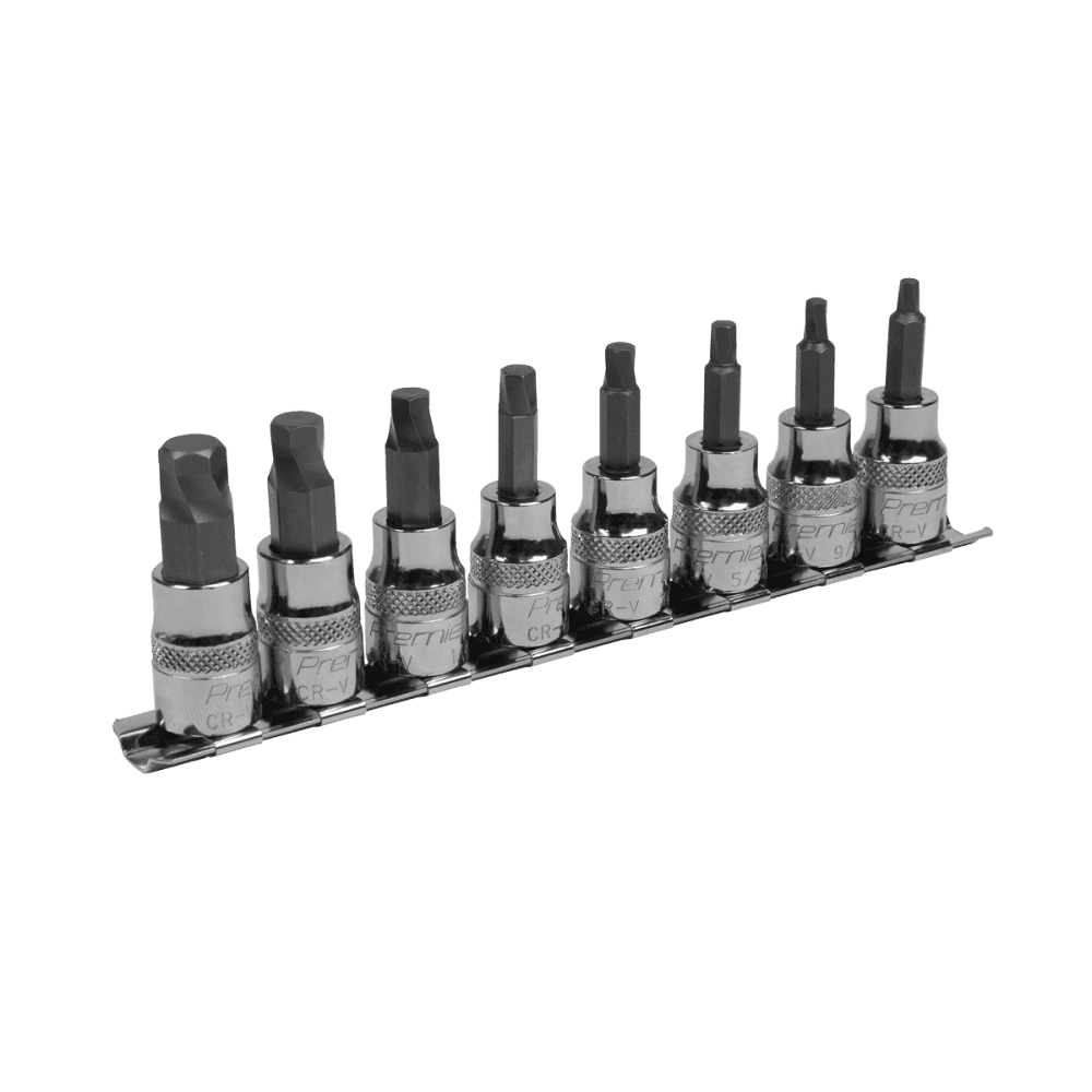 Sealey Premier Imperial Lock-On™ Hex Socket Bit Set 3/8"Sq Drive 8pc Model No-AK65603