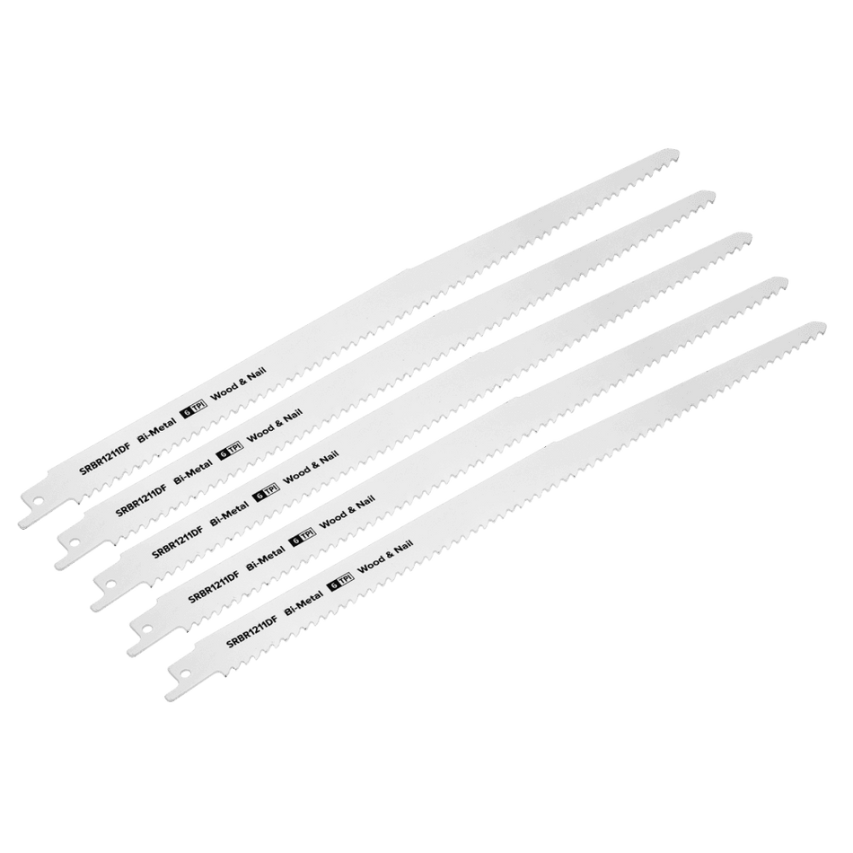 Reciprocating Saw Blade Wood & Nail 300mm 6tpi - Pack of 5 Model No-SRBR1211DF