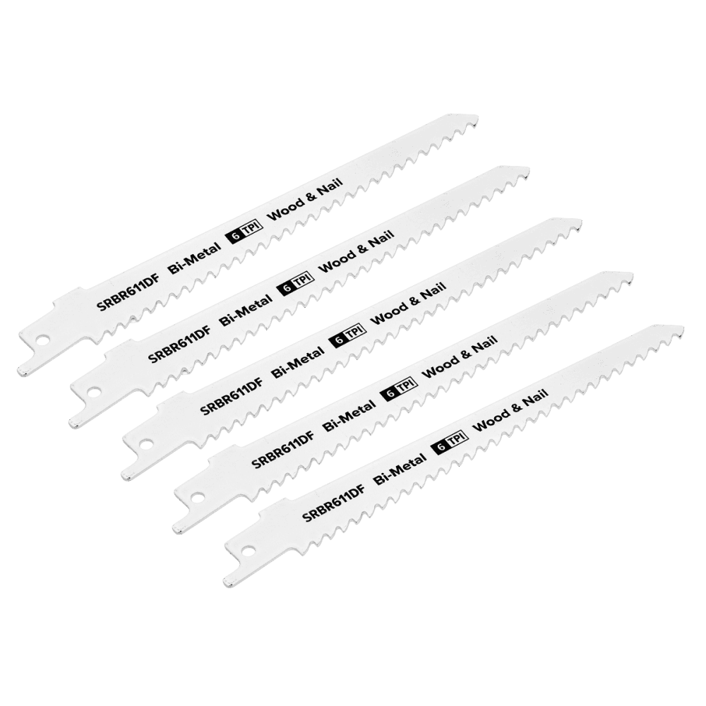 Reciprocating Saw Blade Wood & Nail 150mm 6tpi - Pack of 5 Model No-SRBR611DF