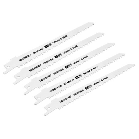 Reciprocating Saw Blade Wood & Nail 150mm 6tpi - Pack of 5 Model No-SRBR611DF