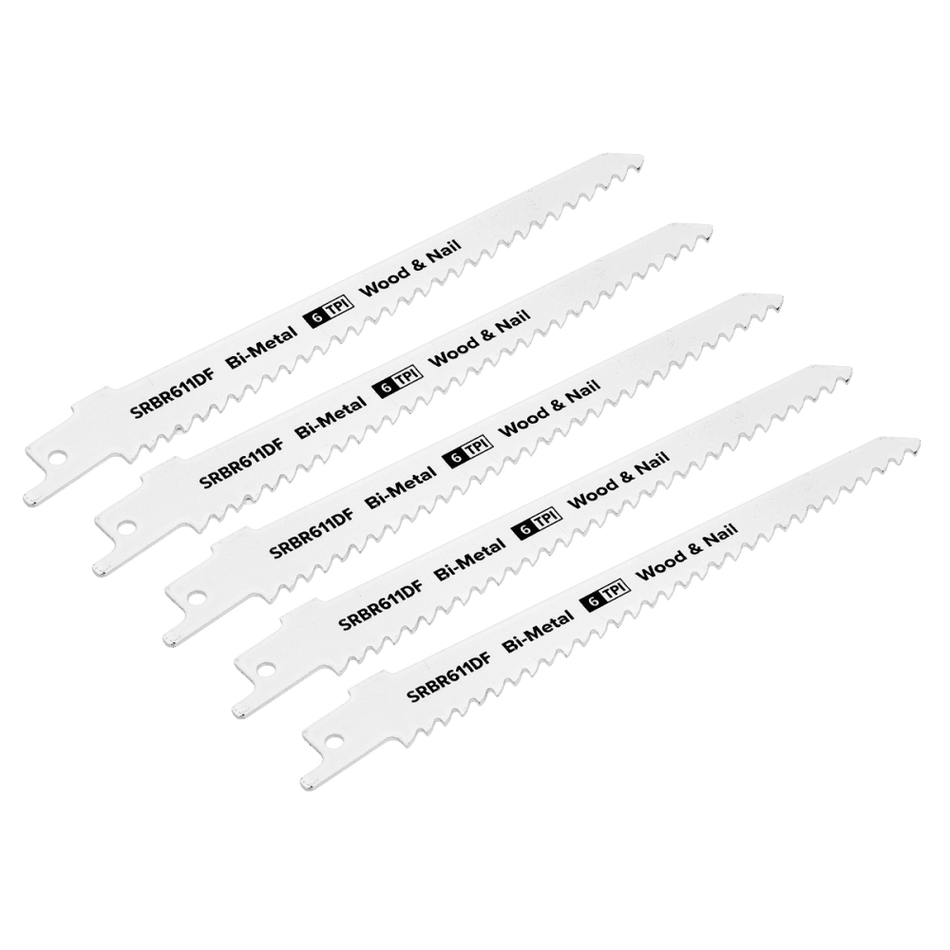 Reciprocating Saw Blade Wood & Nail 150mm 6tpi - Pack of 5 Model No-SRBR611DF