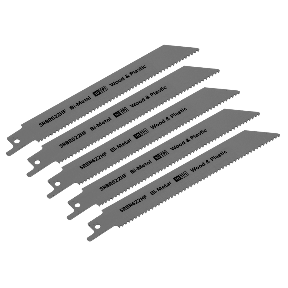 Reciprocating Saw Blade Wood & Plastics 150mm 10tpi - Pack of 5 Model No-SRBR622HF