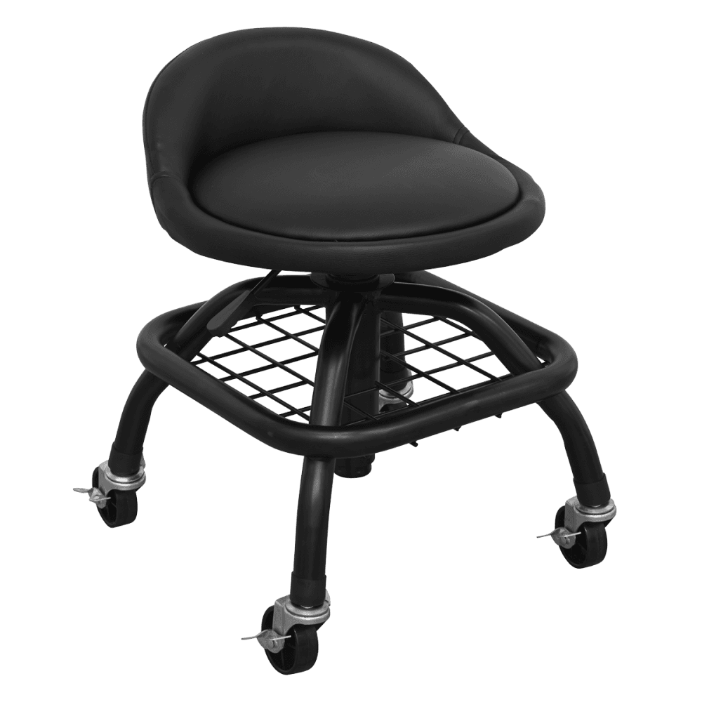 Premier Industrial Pneumatic Creeper Stool with Adjustable Height Swivel Seat & Back Rest : Model No-SCR02B